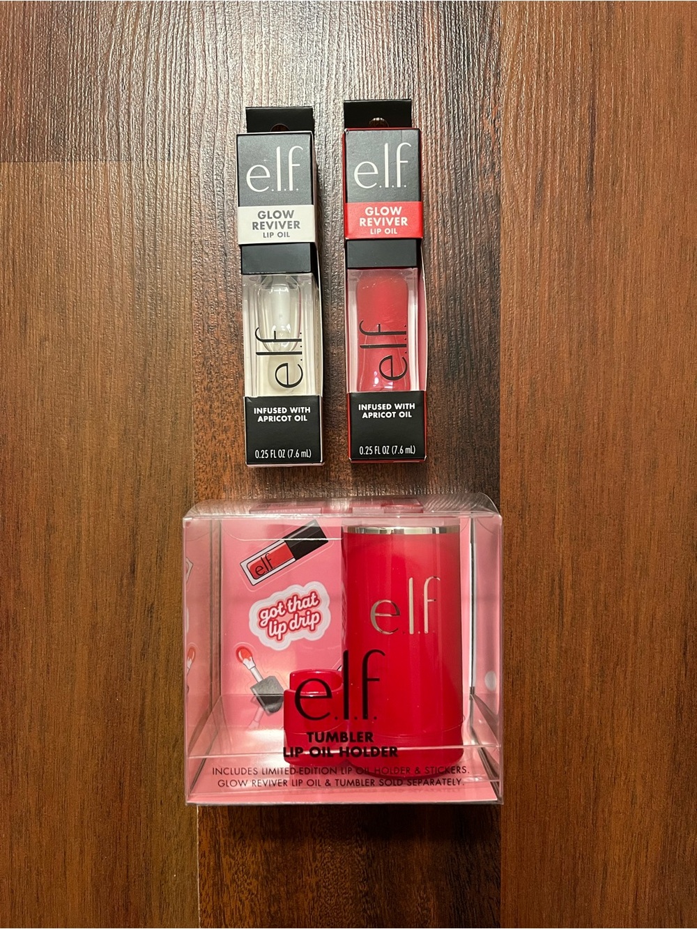 2 Elf Lip Oils & Tumbler Lip Oil Holder Bundle (NWT)